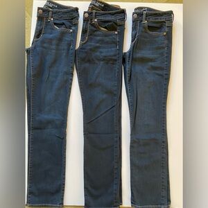 Bundle of three American Eagle-Size 6-straight with Stretch Jeans.